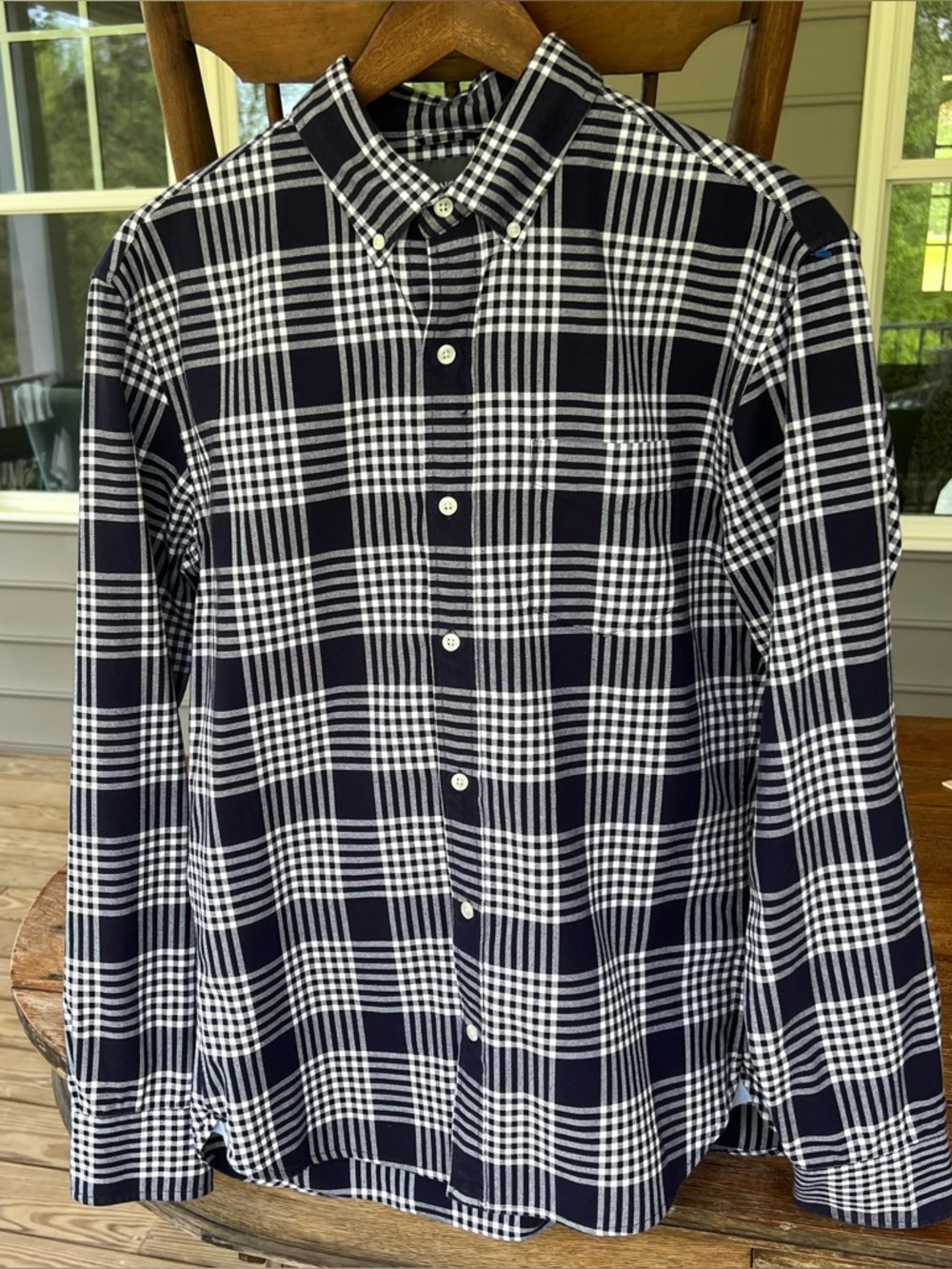 Bonobos Men’s Shirt Long Sleeve Button Up Navy Blue White Plaid 14394 SLIM Fit M